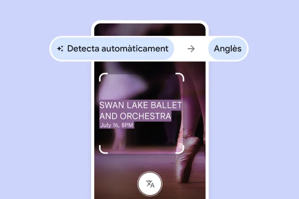 Lloc web on es mostren unes puntes de ballet amb el text traduït que diu 'Swan Lake ballet and Orchestra, 16 de juliol, 20 h'